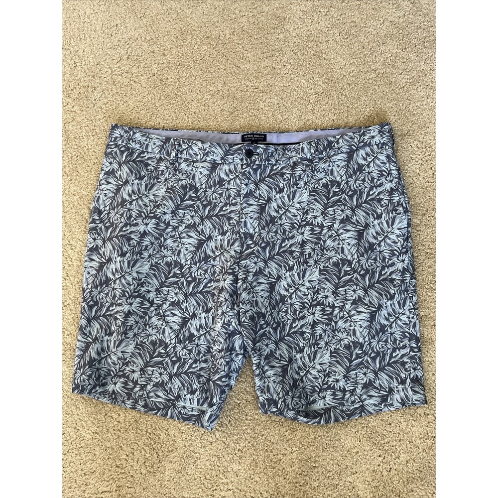 Peter Millar Crown Crafted Surge Performance Printed Shorts Blue Floral 42W 9"